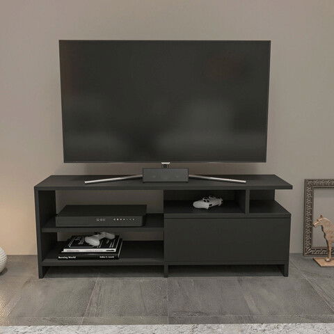 Comoda TV, Retricy, Pulaski, 120x29.9x45.6cm, 100% PAL melaminat, Antracit