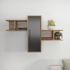 Raft de perete, Retricy, Olida, 118.6x35x51.8cm, 100% PAL melaminat, Nuc / Negru