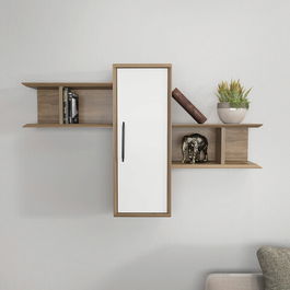 Raft de perete, Retricy, Olida, 118.6x35x51.8cm, 100% PAL melaminat, Nuc / Alb