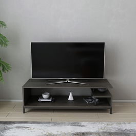 Comoda TV, Retricy, Reilly, 120x44.6x37.6cm, 100% PAL melaminat, Negru / Gri inchis