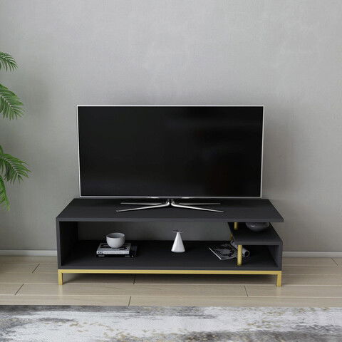 Comoda TV, Retricy, Reilly, 120x44.6x37.6cm, 100% PAL melaminat, Aur / Antracit