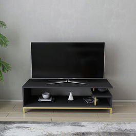 Comoda TV, Retricy, Reilly, 120x44.6x37.6cm, 100% PAL melaminat, Aur / Antracit