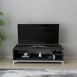 Comoda TV, Retricy, Reilly, 120x44.6x37.6cm, 100% PAL melaminat, Alb / Antracit