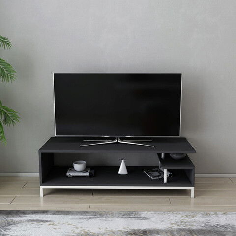 Comoda TV, Retricy, Reilly, 120x44.6x37.6cm, 100% PAL melaminat, Alb / Antracit