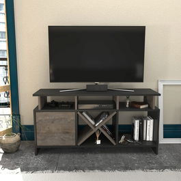 Comoda TV, Retricy, Auburn, 120x29.9x60.6cm, 100% PAL melaminat, Antracit / Stejar întunecat