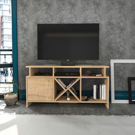 Comoda TV, Retricy, Auburn, 120x29.9x60.6cm, 100% PAL melaminat, Stejar