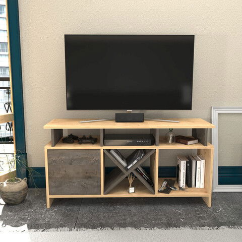 Comoda TV, Retricy, Auburn, 120x29.9x60.6cm, 100% PAL melaminat, Stejar / Wenge