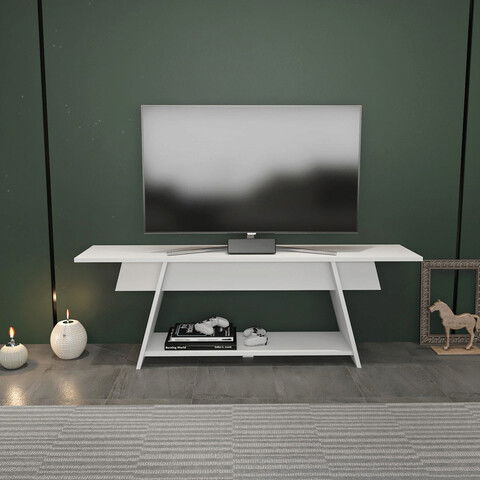 Comoda TV, Retricy, Lanca 120, 120x35x50cm, 100% PAL melaminat, Alb