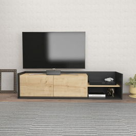 Comoda TV, Retricy, Krog, 160x35x36.8cm, 100% PAL melaminat, Antracit / Stejar