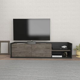 Comoda TV, Retricy, Krog, 160x35x36.8cm, 100% PAL melaminat, Antracit / Stejar întunecat
