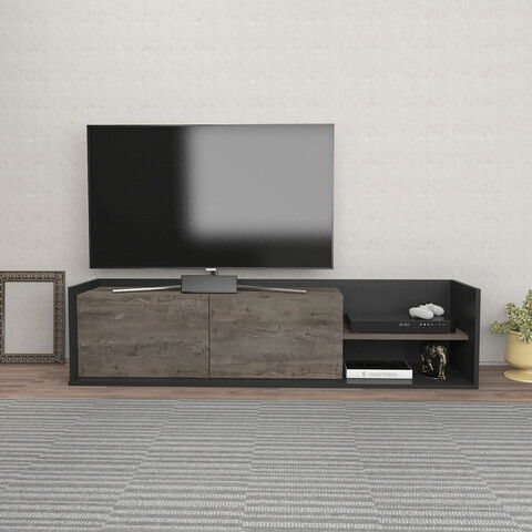 Comoda TV, Retricy, Krog, 160x35x36.8cm, 100% PAL melaminat, Antracit / Stejar întunecat