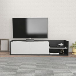 Comoda TV, Retricy, Krog, 160x35x36.8cm, 100% PAL melaminat, Antracit / Alb