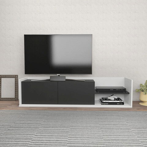 Comoda TV, Retricy, Krog, 160x35x36.8cm, 100% PAL melaminat, Alb / Antracit