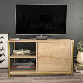 Comoda TV, Retricy, Muskegon, 89.6x35.3x50.8cm, 100% PAL melaminat, Aur / Stejar