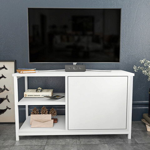 Comoda TV, Retricy, Muskegon, 89.6x35.3x50.8cm, 100% PAL melaminat, Alb