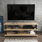 Comoda TV, Retricy, Pueblo, 120x44.6x47.4cm, 100% PAL melaminat, Negru / Stejar