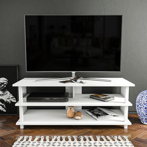 Comoda TV, Retricy, Pueblo, 120x44.6x47.4cm, 100% PAL melaminat, Alb