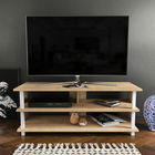 Comoda TV, Retricy, Pueblo, 120x44.6x47.4cm, 100% PAL melaminat, Alb / Stejar