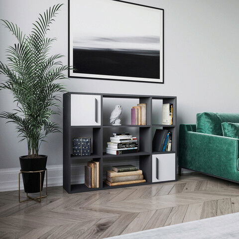 Corp biblioteca, Retricy, Randall, 120x25x93.6cm, 100% PAL melaminat, Antracit / Alb