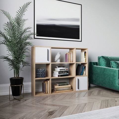 Corp biblioteca, Retricy, Randall, 120x25x93.6cm, 100% PAL melaminat, Stejar / Alb