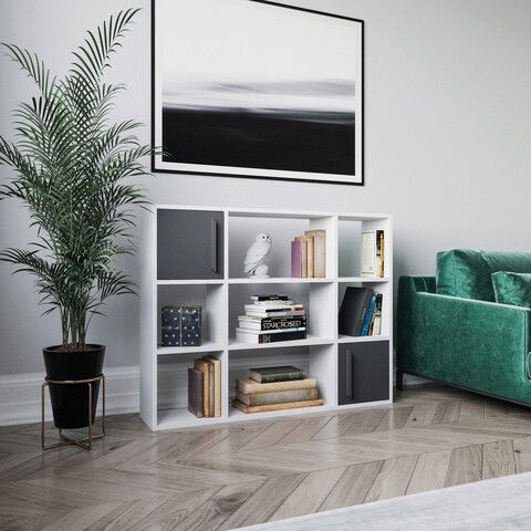 Corp biblioteca, Retricy, Randall, 120x25x93.6cm, 100% PAL melaminat, Alb / Antracit