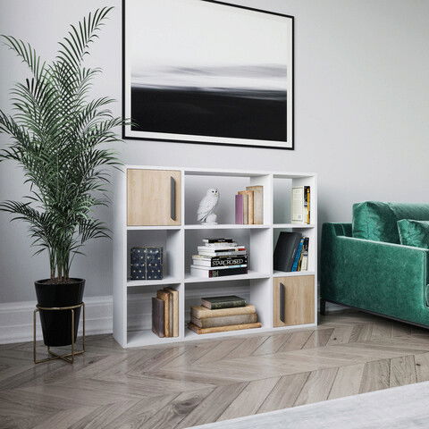 Corp biblioteca, Retricy, Randall, 120x25x93.6cm, 100% PAL melaminat, Alb / Stejar