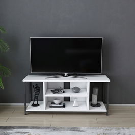 Comoda TV, Retricy, Rinaldo, 120x35x50.8cm, 100% PAL melaminat, Negru / Alb