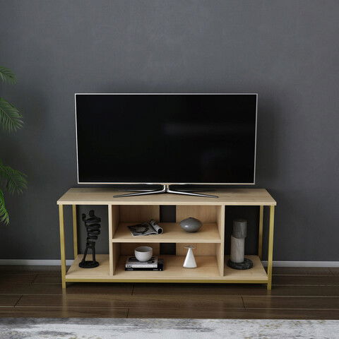 Comoda TV, Retricy, Rinaldo, 120x35x50.8cm, 100% PAL melaminat, Aur / Stejar