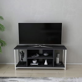 Comoda TV, Retricy, Rinaldo, 120x35x50.8cm, 100% PAL melaminat, Alb / Antracit