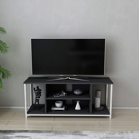 Comoda TV, Retricy, Rinaldo, 120x35x50.8cm, 100% PAL melaminat, Alb / Antracit