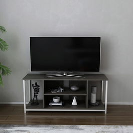 Comoda TV, Retricy, Rinaldo, 120x35x50.8cm, 100% PAL melaminat, Alb / Gri inchis