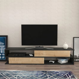 Comoda TV, Retricy, Cortez, 160x35.3x38.6cm, 100% PAL melaminat, Antracit / Stejar