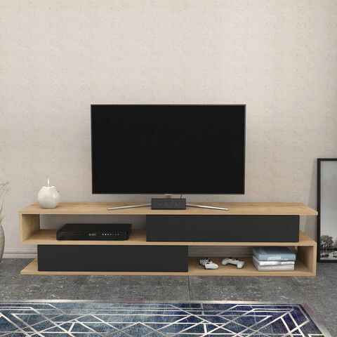 Comoda TV, Retricy, Cortez, 160x35.3x38.6cm, 100% PAL melaminat, Stejar / Antracit