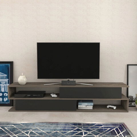 Comoda TV, Retricy, Cortez, 160x35.3x38.6cm, 100% PAL melaminat, Wenge / Antracit