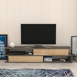 Comoda TV, Retricy, Cortez, 160x35.3x38.6cm, 100% PAL melaminat, Wenge / Stejar