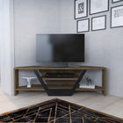 Comoda TV, Retricy, Sares, 120x35x36.8cm, 100% PAL melaminat, Stejar bătrân / Negru