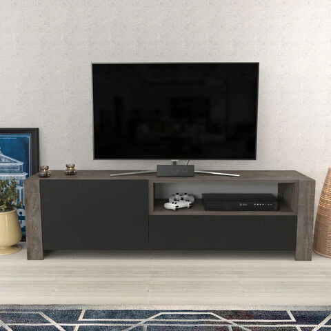 Comoda TV, Retricy, Piedmont, 160x36.8x46cm, 100% PAL melaminat, Wenge / Antracit