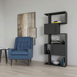 Corp biblioteca, Retricy, Raven, 72x25x171.8cm, 100% PAL melaminat, Antracit