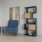 Corp biblioteca, Retricy, Raven, 72x25x171.8cm, 100% PAL melaminat, Antracit / Stejar