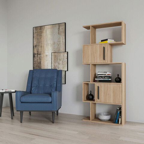 Corp biblioteca, Retricy, Raven, 72x25x171.8cm, 100% PAL melaminat, Stejar