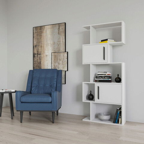 Corp biblioteca, Retricy, Raven, 72x25x171.8cm, 100% PAL melaminat, Alb