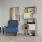 Corp biblioteca, Retricy, Raven, 72x25x171.8cm, 100% PAL melaminat, Stejar / Alb