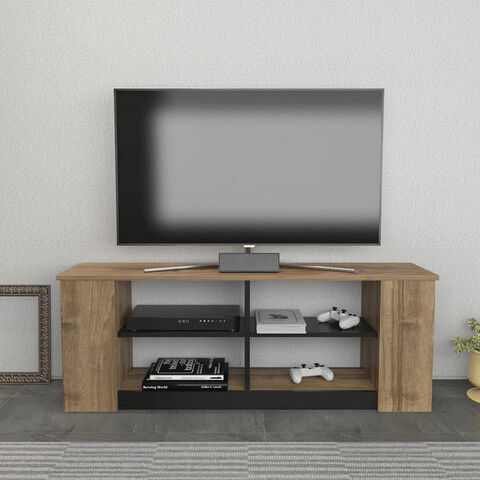 Comoda TV, Retricy, Space, 140x35x51.8cm, 100% PAL melaminat, Nuc / Negru