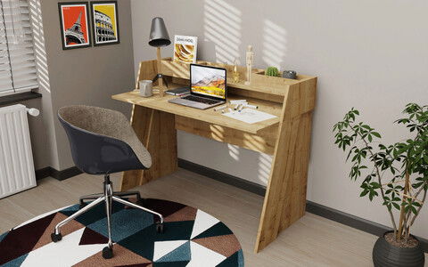 Birou, Retricy, Broklyn, 123.6x59.6x93.4cm, 100% PAL melaminat, Stejar