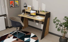 Birou, Retricy, Broklyn, 123.6x59.6x93.4cm, 100% PAL melaminat, Stejar / Frig