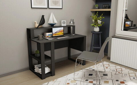 Birou, Retricy, Queens, 120x59.6x95.2cm, 100% PAL melaminat, Antracit