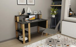 Birou, Retricy, Queens, 120x59.6x95.2cm, 100% PAL melaminat, Antracit / Stejar