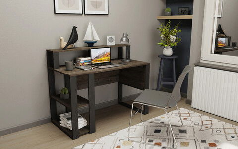 Birou, Retricy, Queens, 120x59.6x95.2cm, 100% PAL melaminat, Wenge / Antracit
