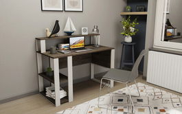 Birou, Retricy, Queens, 120x59.6x95.2cm, 100% PAL melaminat, Wenge / Alb