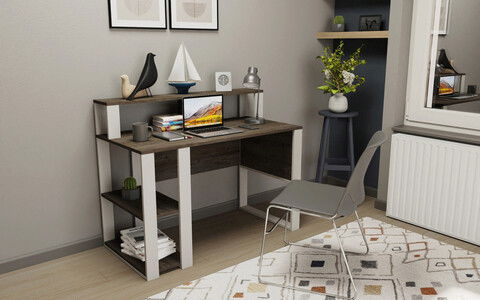 Birou, Retricy, Queens, 120x59.6x95.2cm, 100% PAL melaminat, Wenge / Alb
